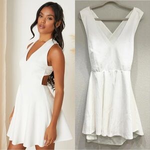 Sz XL - NWOT‎ Lulus Going Steady White Backless Skater Dress